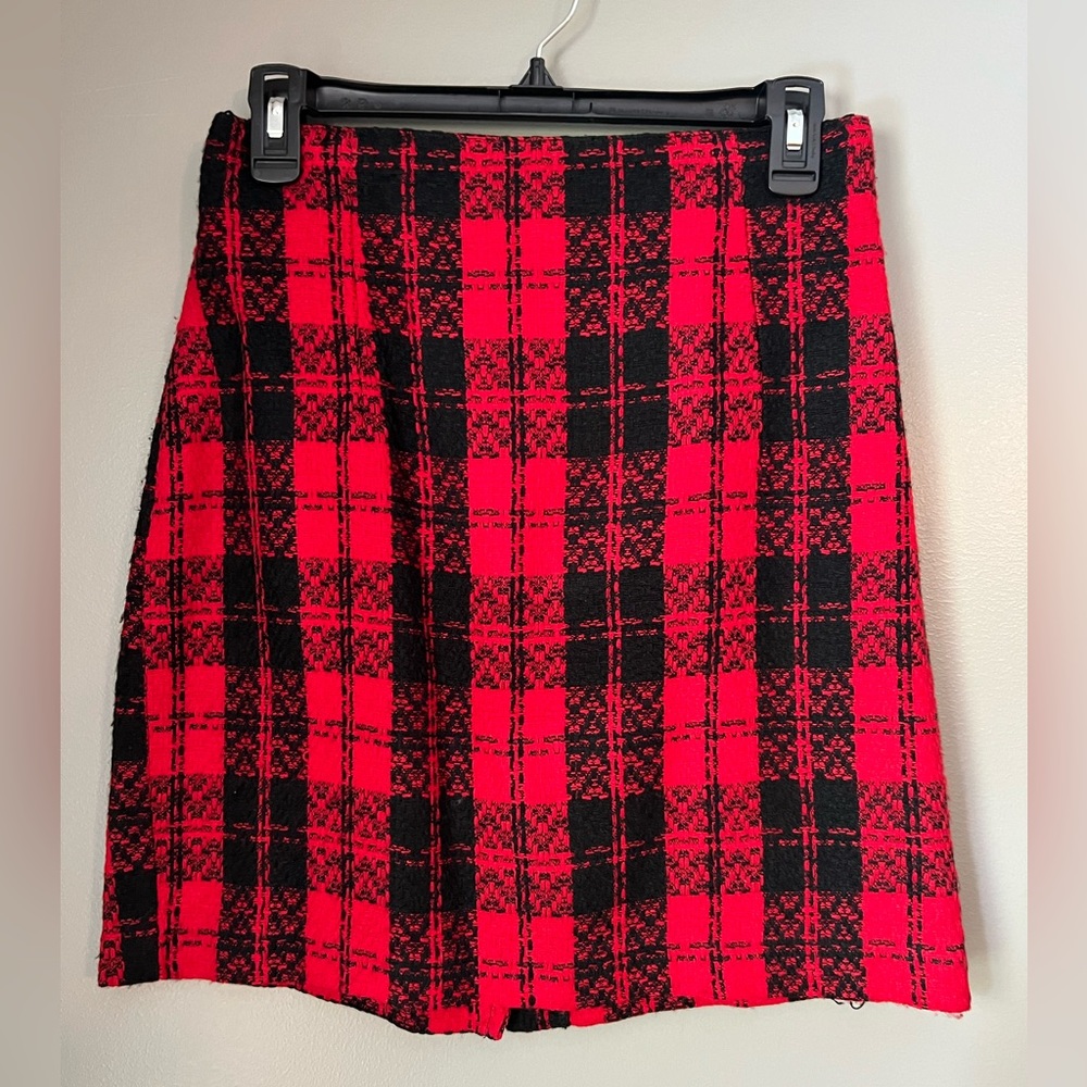 Vintage A. Byer Red/Black Plaid Skirt - best for size (4/6)